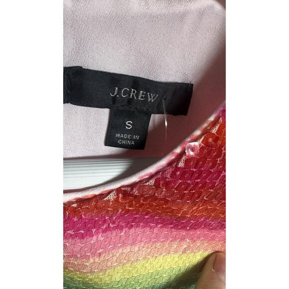 J.Crew Sleeveless top in watermelon-stripe sequins Red Green Multi Small NEW - Picture 8 of 12